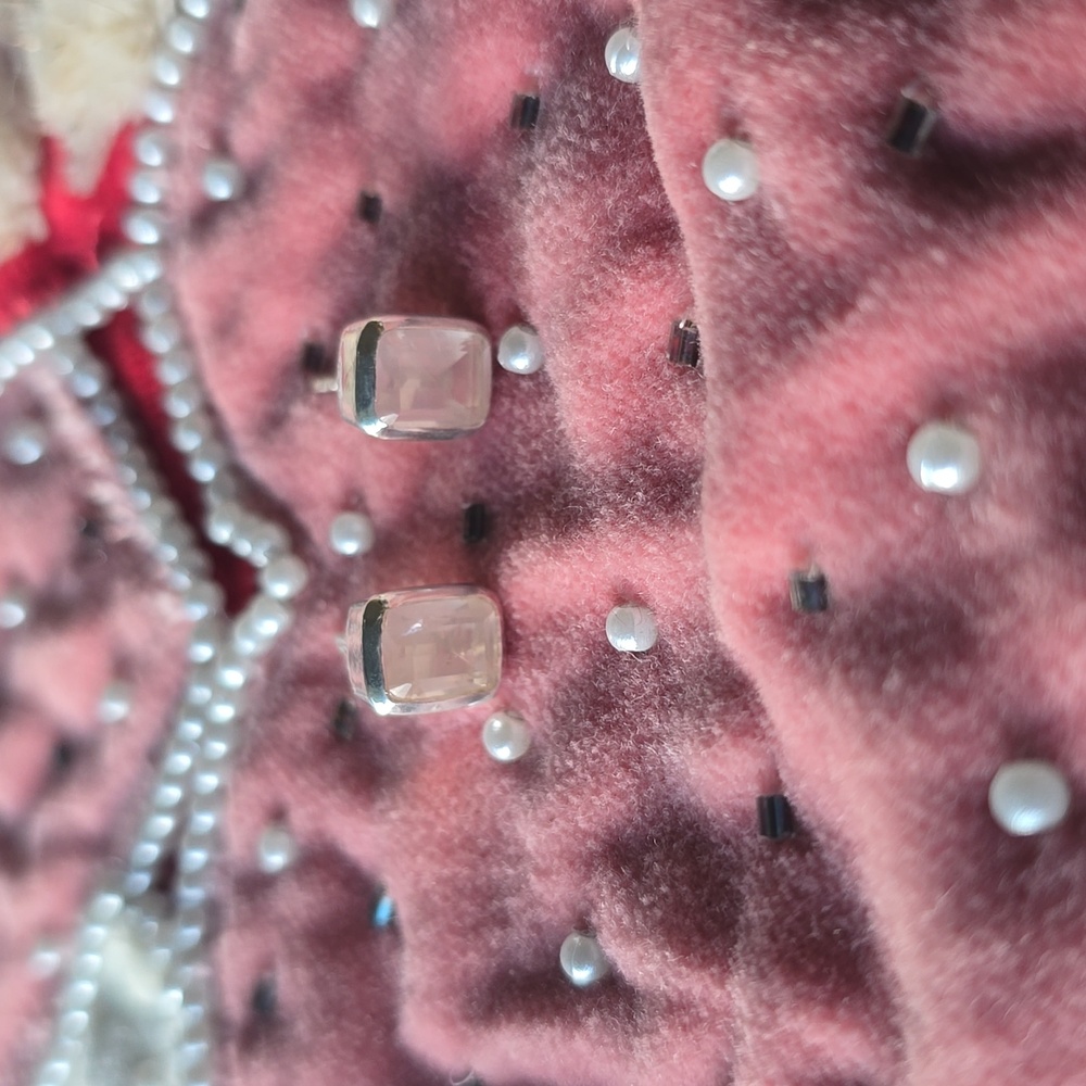 925 Sterling Silver Rose Quartz Stud Earrings